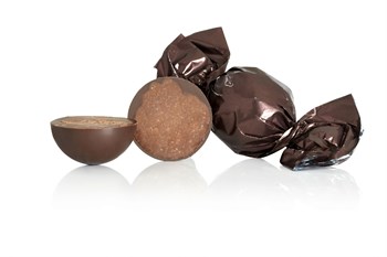 Mørkebrun fyldt Cocoture chokoladekugle 